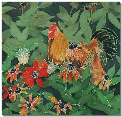 Rudbeckia and Marsh Daisies. Original silk painting